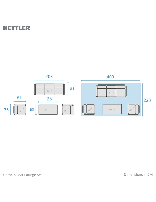 Kettler Como 5 Seat Lounge Set