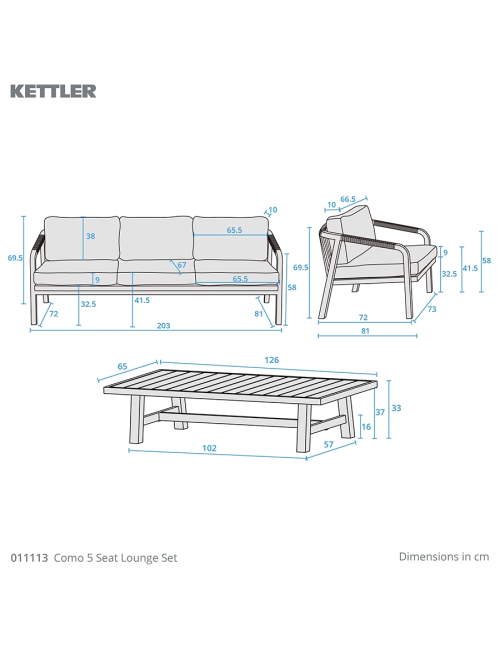 Kettler Como 5 Seat Lounge Set