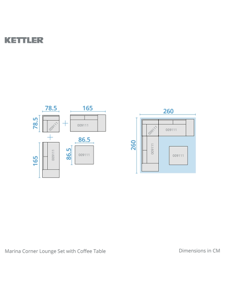 Kettler Marina Corner Lounge Set with Coffee Table