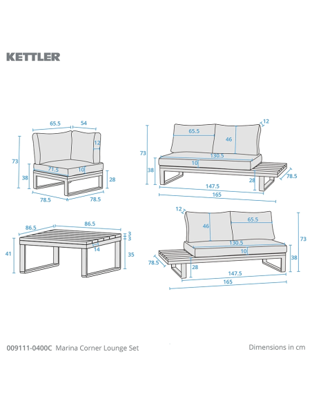 Kettler Marina Corner Lounge Set with Coffee Table