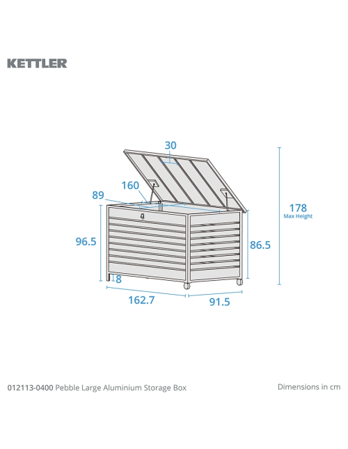 Kettler Pebble Large Aluminium Storage Box with...