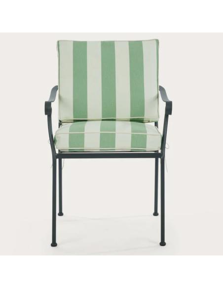 Neptune Cheltenham Carver Chair with Green Striped Cushions Set