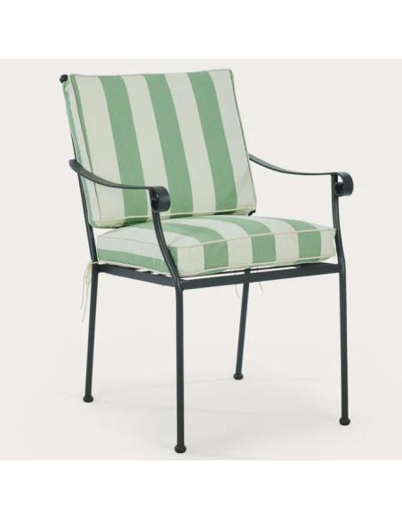 Neptune Cheltenham Carver Chair with Green Striped Cushions Set