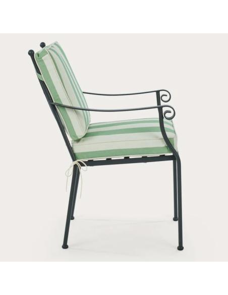 Neptune Cheltenham Carver Chair with Green Striped Cushions Set