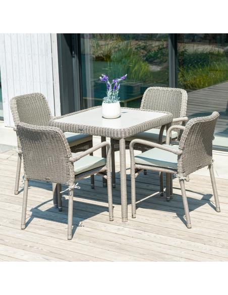 Alexander Rose Hazelmere 4 Seater Dining Set Grey