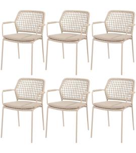 4 Seasons Outdoor Barista dining chair in Latte x6