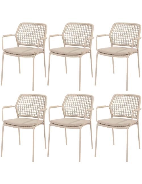 4 Seasons Outdoor Barista dining chair in Latte x6