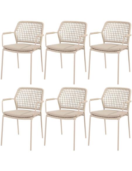 4 Seasons Outdoor Barista dining chair in Latte x6