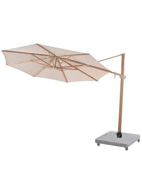 4 Seasons Outdoor Siesta Premium 350cm Sand Round Parasol with Wood Effect Frame