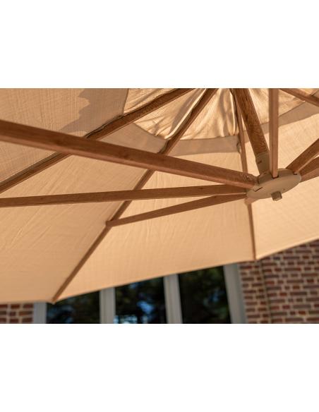 4 Seasons Outdoor Siesta Premium 350cm Sand Round Parasol with Wood Effect Frame
