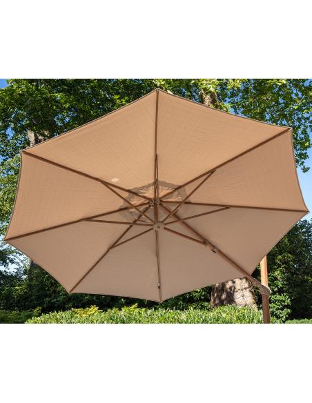 4 Seasons Outdoor Siesta Premium 350cm Sand Round Parasol with Wood Effect Frame