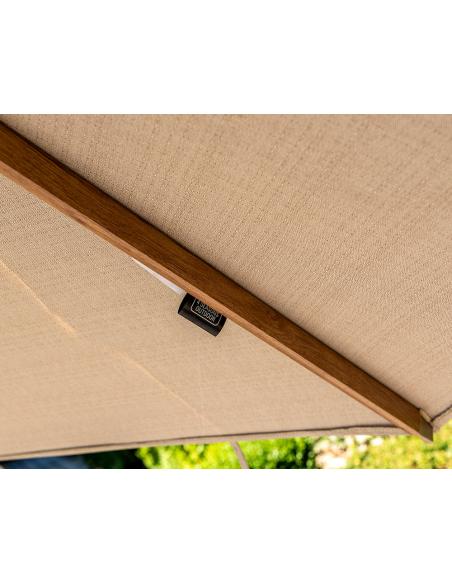 4 Seasons Outdoor Siesta Premium 350cm Sand Round Parasol with Wood Effect Frame