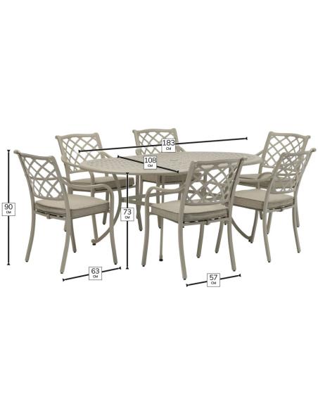 Bramblecrest RHS Bridgewater Stone 6 Seater Oval Dining Set