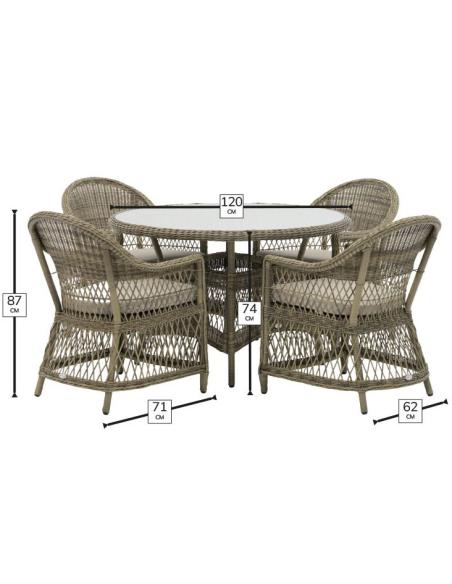 Bramblecrest RHS Rosemoor 4 Seater Dining Set with Parasol