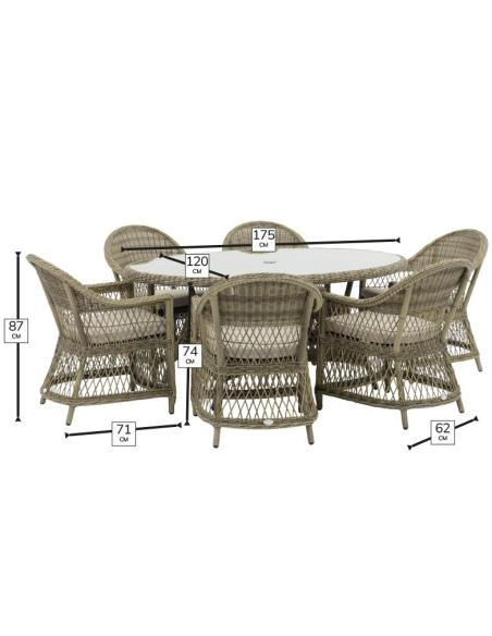 Bramblecrest RHS Rosemoor 6 Seater Elliptical Dining Set with Parasol