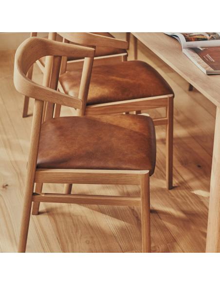 Neptune Borough Oak Dining Chair - Tan Leather