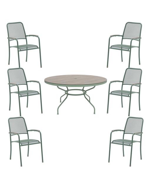 Alexander Rose Bergen 6 Seater Round Dining Set