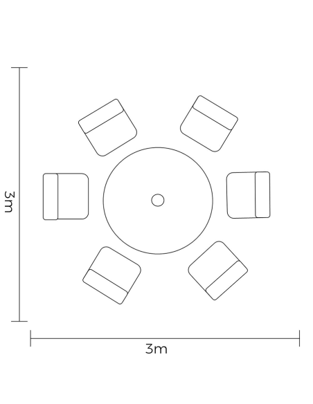 Hartman Buxton 6 Seat Round Dining Set with Parasol - Maize