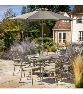 Hartman Buxton 6 Seat Round Dining Set with Parasol - Maize