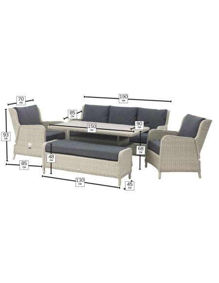 Bramblecrest Chedworth Dove Grey 3 Seat Reclining Sofa Set with Piston Table