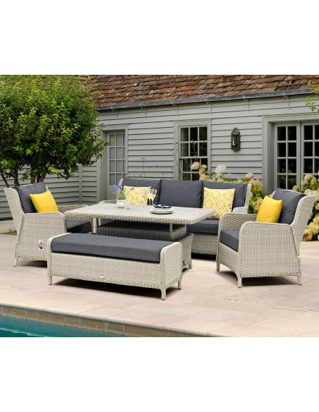 Bramblecrest Chedworth Dove Grey 3 Seat Reclining Sofa Set with Piston Table