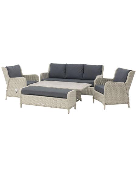 Bramblecrest Chedworth Dove Grey 3 Seat Reclining Sofa Set with Piston Table