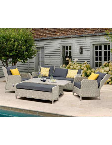 Bramblecrest Chedworth Dove Grey 3 Seat Reclining Sofa Set with Piston Table