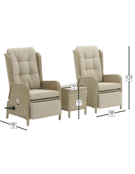 Bramblecrest Chedworth Sandstone Deluxe Recliner Set with Integral Footrest