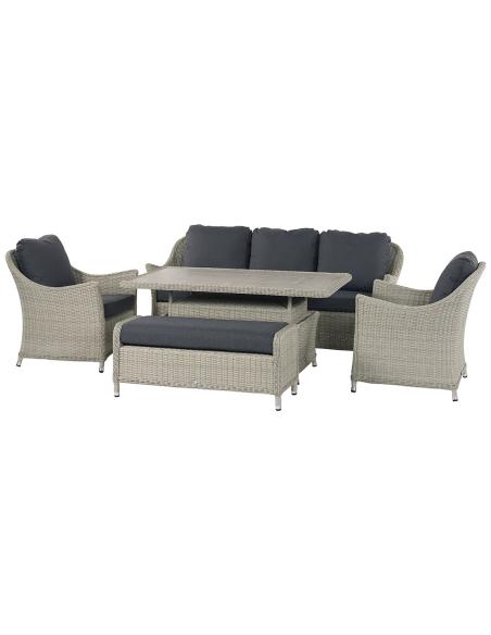 Bramblecrest Monterey Dove Grey 3 Seater Sofa Set with Piston table