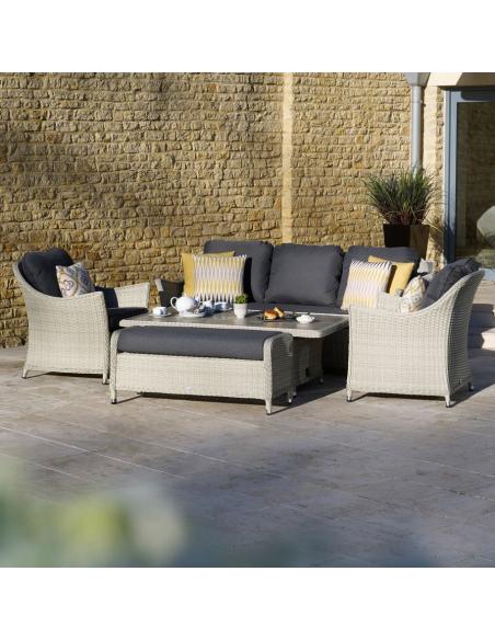 Bramblecrest Monterey Dove Grey 3 Seater Sofa Set with Piston table