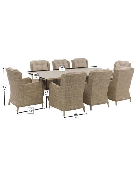 Bramblecrest Chedworth Sandstone 8 Seater Rectangular Dining Set