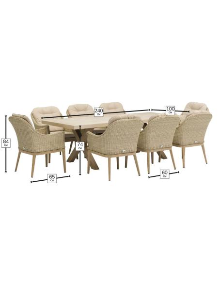 Bramblecrest Monterey Sandstone Deluxe Vogue 8 Seater Dining Set