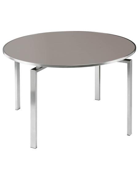 Barlow Tyrie Mercury 120cm Round Dining Table with Platinum Glass Top