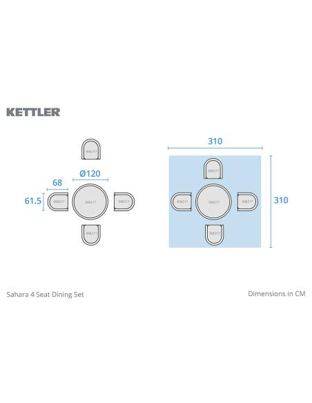 Kettler Sahara 4 Seat Dining Set