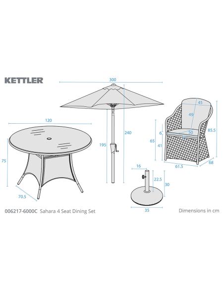 Kettler Sahara 4 Seat Dining Set