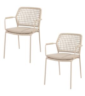 4 Seasons Outdoor Barista dining chair in Latte x2