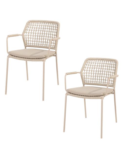 4 Seasons Outdoor Barista dining chair in Latte x2