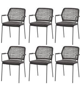 4 Seasons Outdoor Barista dining chair in Anthracite x6