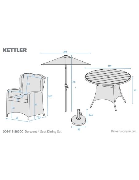 Kettler Derwent 4 Seat Dining Set