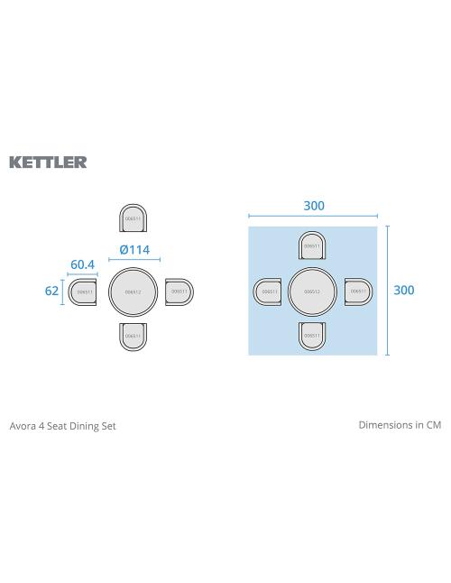 Kettler Avora 4 Seat Dining Set