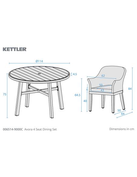 Kettler Avora 4 Seat Dining Set
