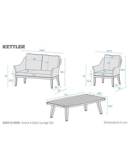 Kettler Avora 4 Seat Lounge Set