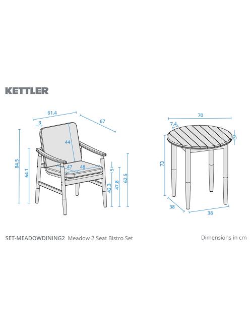 Kettler Meadow 2 Seat Bistro Set