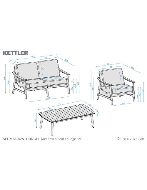 Kettler Meadow 4 Seat Lounge Set