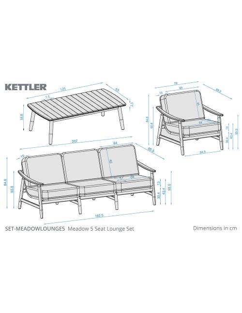 Kettler Meadow 5 Seat Lounge Set