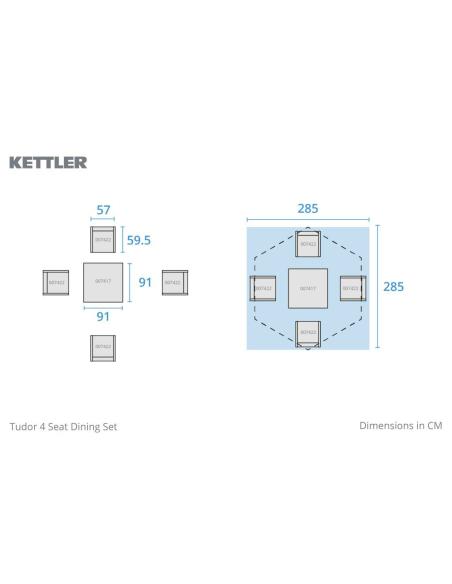 Kettler Tudor 4 Seater Dining Set with Parasol