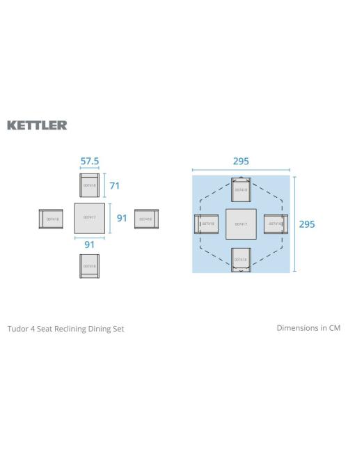 Kettler Tudor 4 Seater Reclining Dining Set...