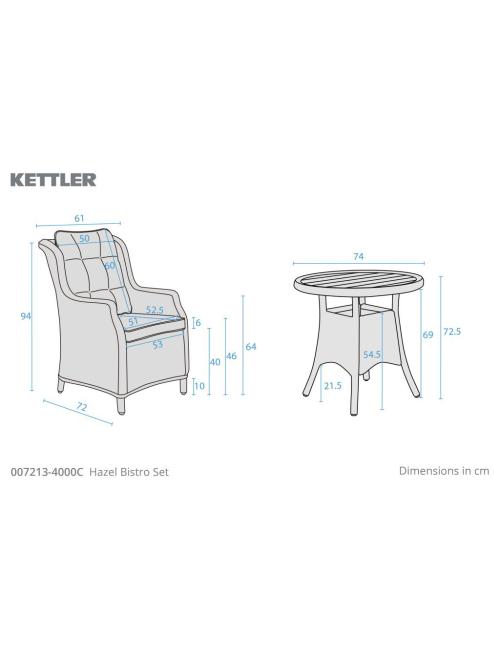 Kettler Hazel 2 Seater Bistro Set