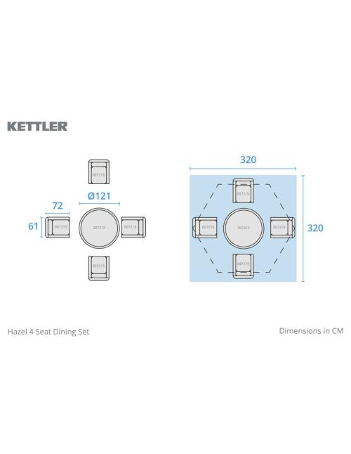 Kettler Hazel 4 Seater Dining Set with Parasol