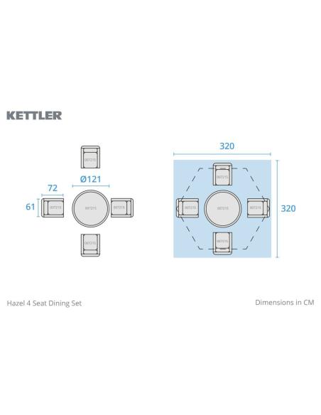 Kettler Hazel 4 Seater Dining Set with Parasol